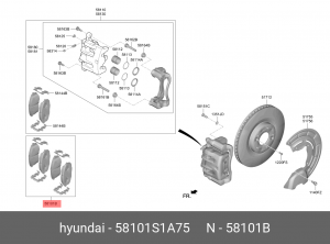 Колодки тормозные дисковые 58101S1A75 HYUNDAI KIA
