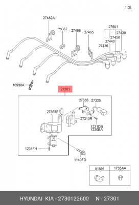 Катушка зажигания 2730122600 HYUNDAI KIA