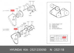 Ремень приводной 25212-33050 HYUNDAI KIA