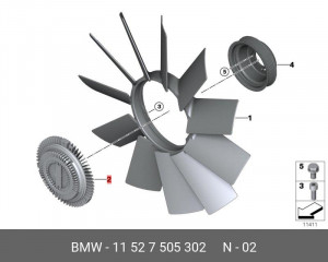 Вискомуфта системы охлаждения ДВС 11 52 7 505 302 BMW
