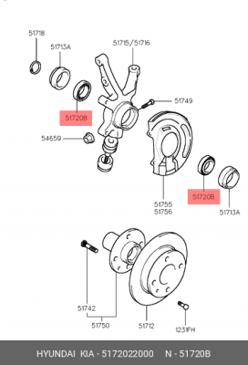 Подшипник ступицы колеса 5172022000 HYUNDAI KIA