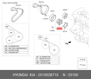 Насос - помпа системы охлаждения ДВС 251002B710 HYUNDAI KIA