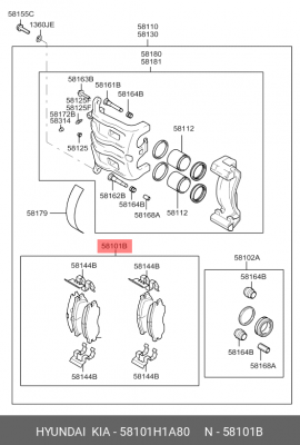 Колодки тормозные дисковые 58101H1A80 HYUNDAI KIA