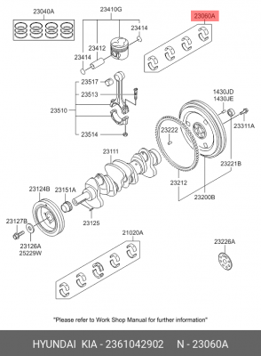 Вкладыши шатунные 2361042902 HYUNDAI KIA