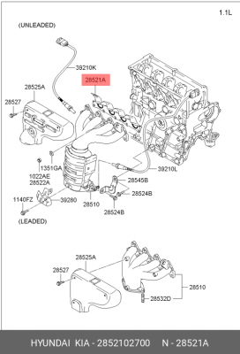 Прокладка выпускного коллектора 2852102700 HYUNDAI KIA