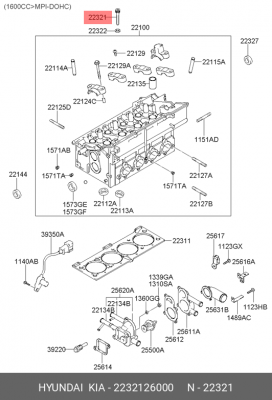 Болт крепления ГБЦ 2232126000 HYUNDAI KIA