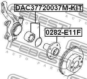 Подшипник ступицы колеса (комплект) DAC37720037M-KIT FEBEST