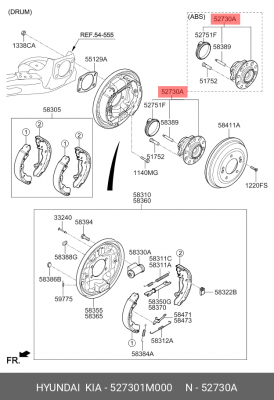 Подшипник ступицы колеса со ступицей (комплект) 527301M000 HYUNDAI KIA