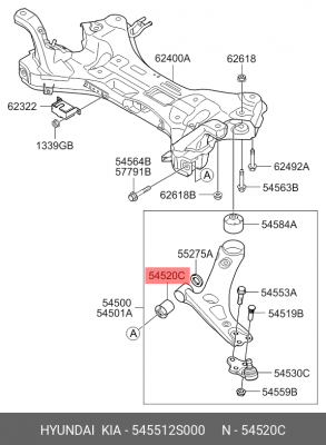 Сайлентблок 54551-2S000 HYUNDAI KIA