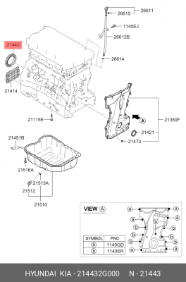 Сальник коленвала 214432G000 HYUNDAI KIA