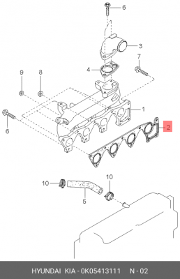 Прокладка впускного коллектора 0K05413111 HYUNDAI KIA