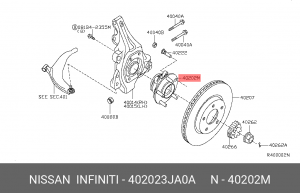 Подшипник ступицы колеса со ступицей (комплект) 40202-3JA0A NISSAN