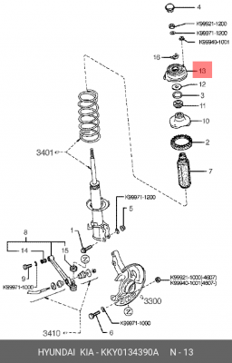 Опора амортизатора подвески KKY01-34-390A HYUNDAI KIA