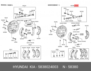 Цилиндр тормозной рабочий 5838024003 HYUNDAI KIA