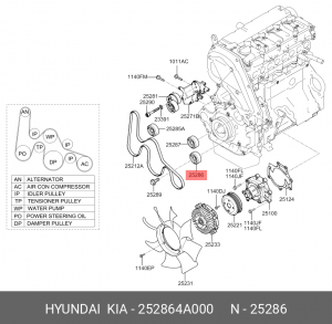 Ролик ремня приводного 252864A000 HYUNDAI KIA