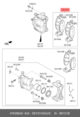 Колодки тормозные дисковые 58101H5A25 HYUNDAI KIA