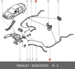 Трос ручного тормоза 8200253905 RENAULT