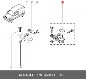 Опора шаровая подвески 7701468411 RENAULT