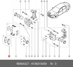 Колодки тормозные дисковые 410601605R RENAULT
