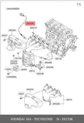 Датчик кислородный (лямбда-зонд) 3921002900 HYUNDAI KIA