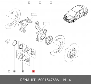 Подшипник ступицы колеса (комплект) 6001547686 RENAULT