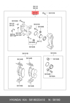 Суппорт тормозной 581802DA10 HYUNDAI KIA