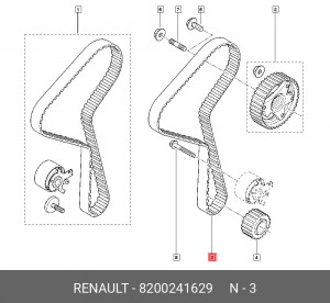 Ремень ГРМ - газораспределительного механизма 82 00 241 629 RENAULT