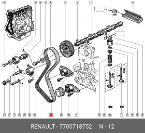 Ремень ГРМ - газораспределительного механизма 7700718752 RENAULT