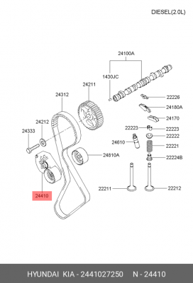 Натяжитель ремня приводного в сборе 2441027250 HYUNDAI KIA