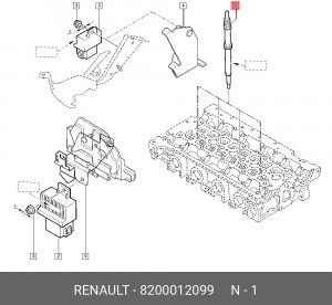 Свеча накаливания 8200012099 RENAULT