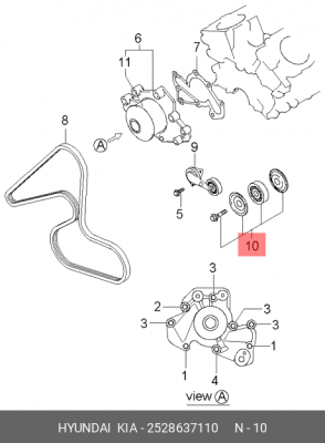 Ролик ремня приводного 25286-37110 HYUNDAI KIA