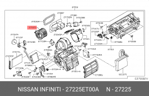 Электромотор отопителя салона 27225ET00A NISSAN