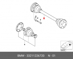 Вал привода колеса в сборе с ШРУСами 33 21 1 226 720 BMW