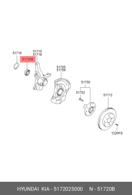 Подшипник ступицы колеса 5172025000 HYUNDAI KIA