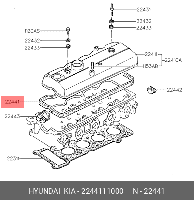 Прокладка крышки ГБЦ 2244111000 HYUNDAI KIA