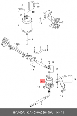 Фильтр топливный 0K9A020490A HYUNDAI KIA