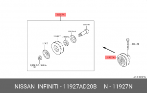 Ролик ремня приводного 11927-AD20B NISSAN