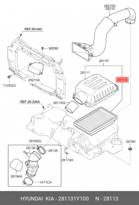 Фильтр воздушный 28113-1Y100 HYUNDAI KIA