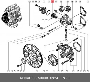 Термостат системы охлаждения 5000816924 RENAULT