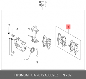 Колодки тормозные дисковые 0K9A03328Z HYUNDAI KIA