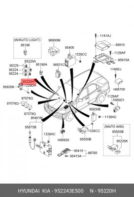 Реле противотуманной фары 952243E500 HYUNDAI KIA