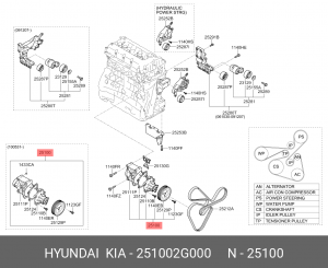 Насос - помпа системы охлаждения ДВС 251002G000 HYUNDAI KIA