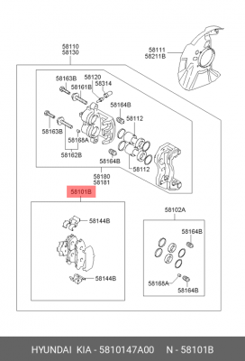 Колодки тормозные дисковые 58101-47A00 HYUNDAI KIA