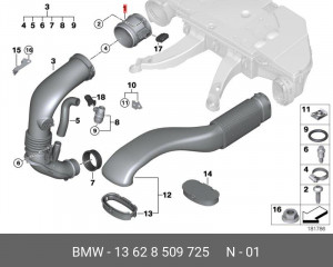 Датчик массового расхода воздуха - ДМРВ 13 62 8 509 725 BMW
