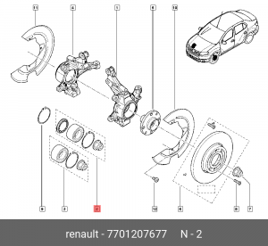 Подшипник ступицы колеса (комплект) 7701207677 RENAULT
