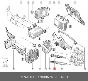 Свеча накаливания 7700867617 RENAULT
