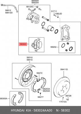 Колодки тормозные дисковые 58302-4AA00 HYUNDAI KIA