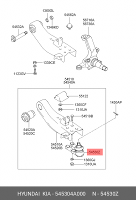 Опора шаровая подвески 545304A000 HYUNDAI KIA