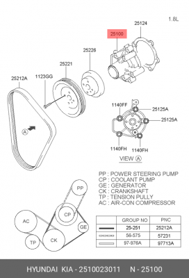 Насос - помпа системы охлаждения ДВС 25100-23011 HYUNDAI KIA