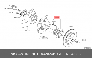 Подшипник ступицы колеса со ступицей (комплект) 432024BF0A NISSAN